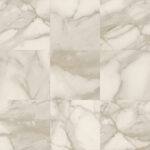 White marble tile with natural veining pattern.