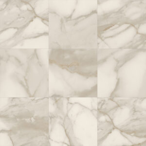 White marble tile with natural veining pattern.